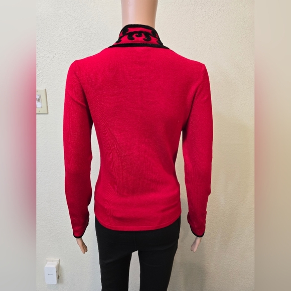 boston proper long sleeve red suede appliqué blouse Size Xs Made In Hong… - Picture 3 of 7